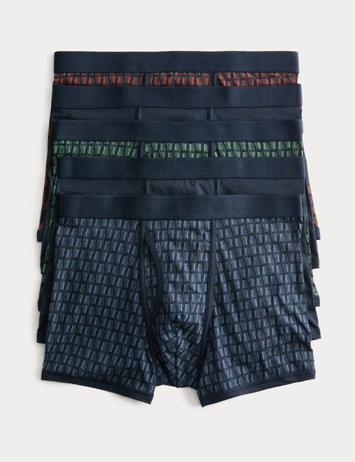 5 Pack Cotton Stretch Tile Print Trunks