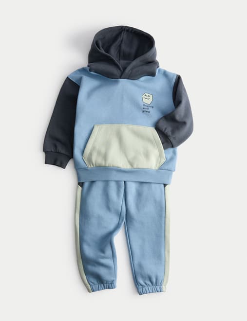 2pc Colour Block Hooded Top & Bottom Outfit (2-8 Yrs)