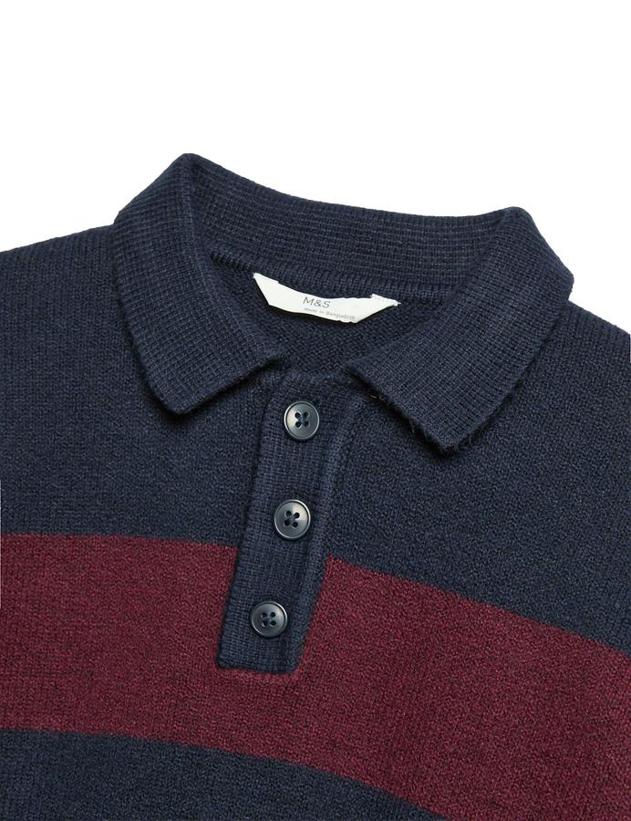 Cotton Rich Striped Knitted Rugby Jumper (6-16 Yrs)