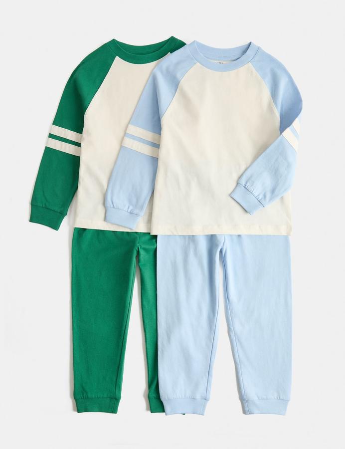 2 Pack Kids' Pure Cotton Raglan Pyjama Sets (1-8 Yrs)
