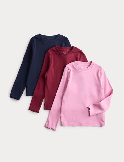 3pk Cotton Rich Ribbed Tops