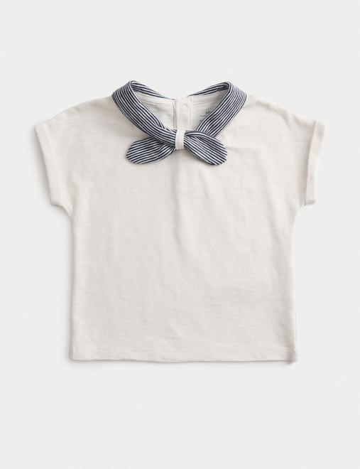 Pure Cotton Tie Neck T-Shirt (0 Mths-3 Yrs)