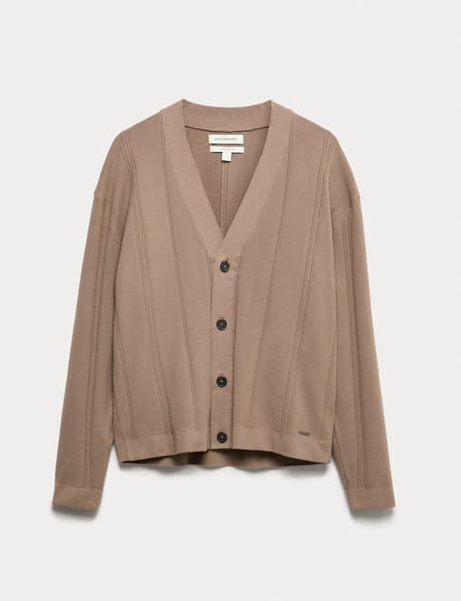 Relaxed Vertical Stitch V-Neck Cardigan