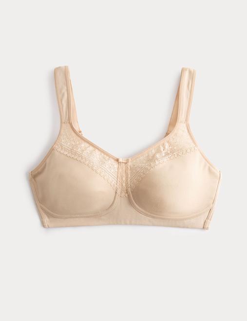 Cotton Blend & Lace Non Wired Total Support Bra B-H