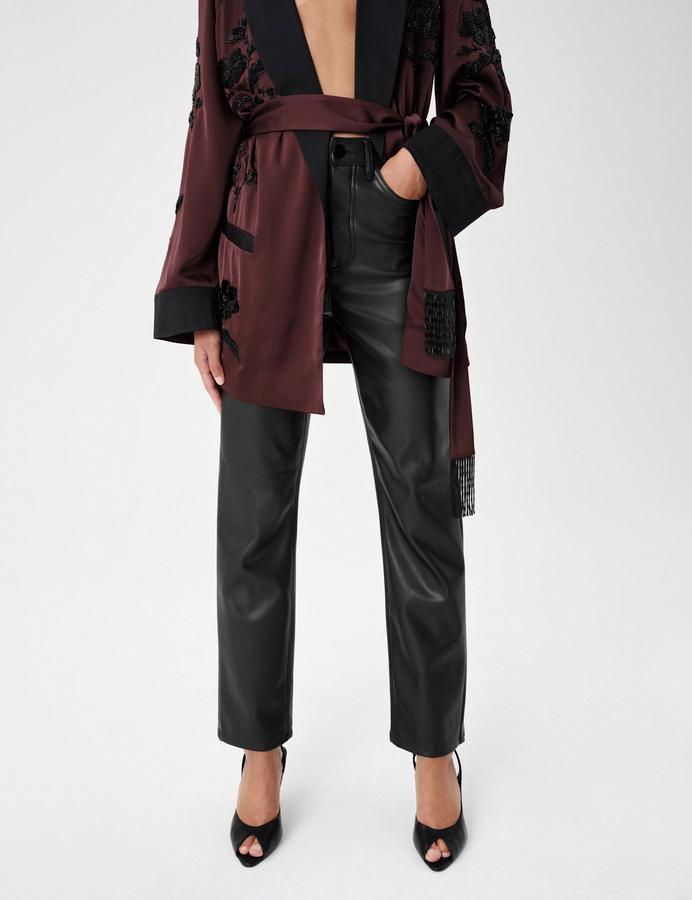 Faux Leather Straight Leg Trousers