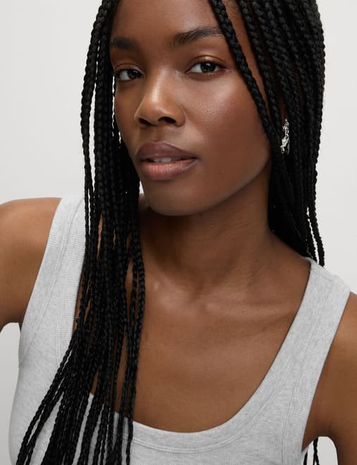 Cotton Rich Ribbed Slim Fit Vest Top