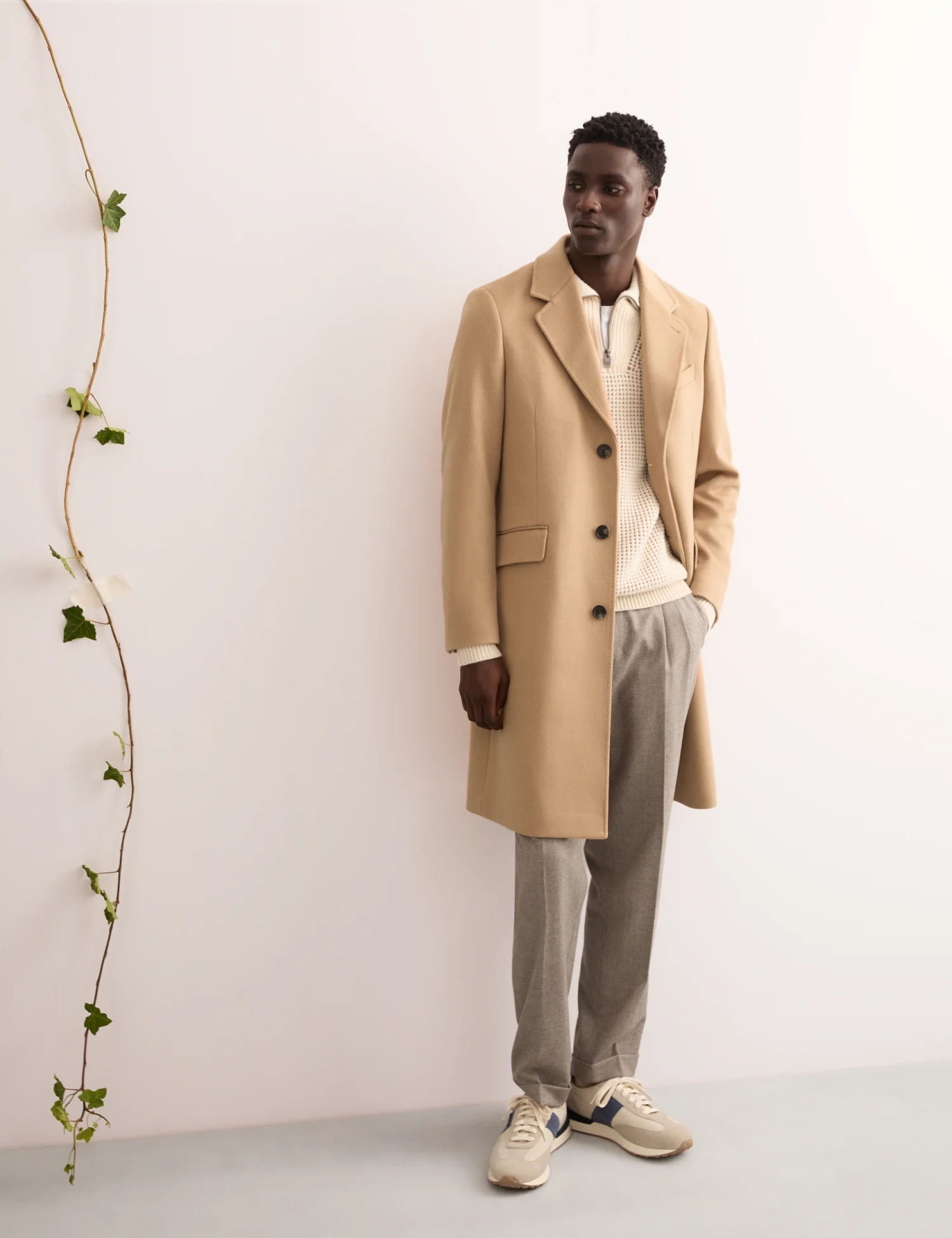 FOLL】super130s wool-cashmere rever coat Wool Cashmere Overcoat