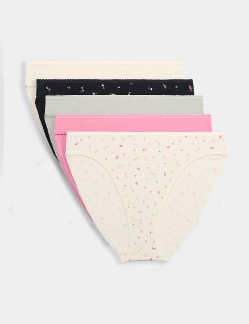5pk Cotton Rich Lycra® High Leg Knickers