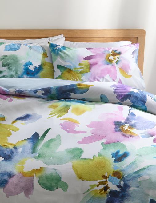 Pure Cotton Watercolour Floral Bedding Set