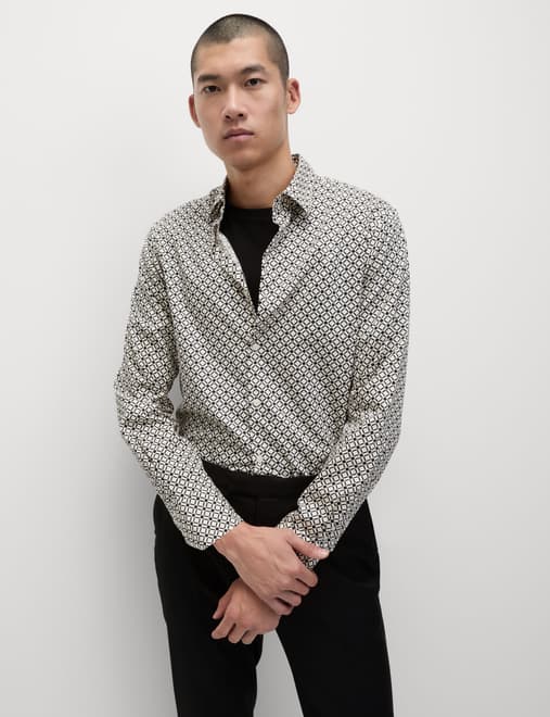 Cotton Blend Print Shirt