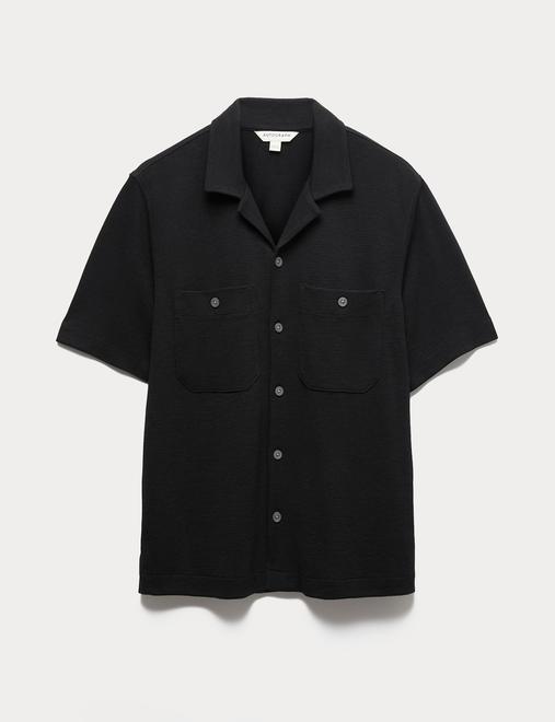 Relaxed Fit Modal Rich textured Button Through Polo