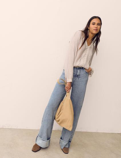 Textured V-Neck Blouse