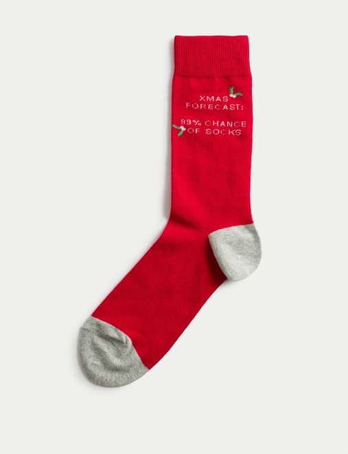 Novelty Christmas Slogan Cotton Rich Socks