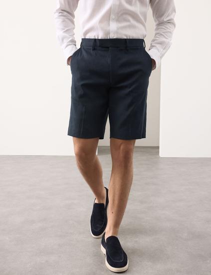 Tailored Fit Italian Performance Linen Blend Suit Shorts