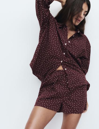 Pure Cotton Polka Dot Revere Shortie Set