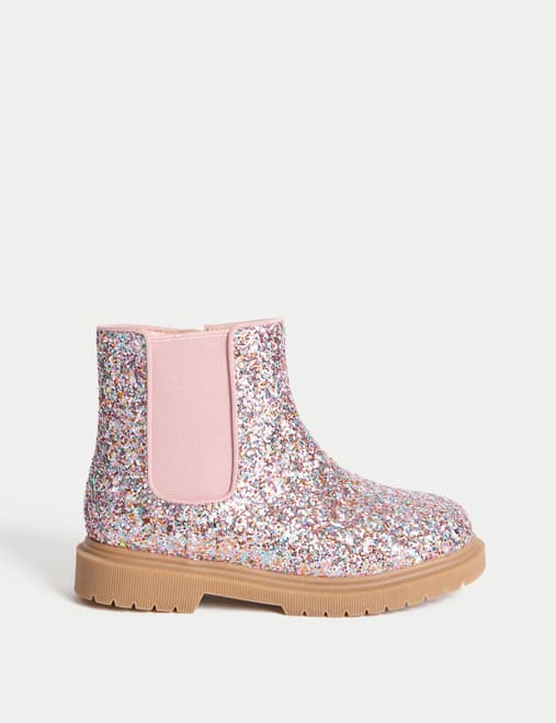 Kids' Glitter Chelsea Boots (4 Small - 2 Large)