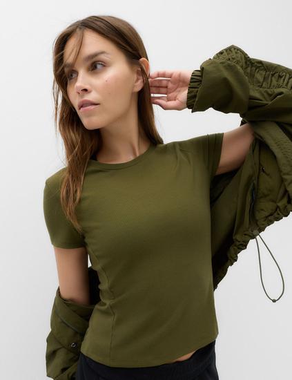 Modal Rich Rib Round Neck Fitted T-Shirt