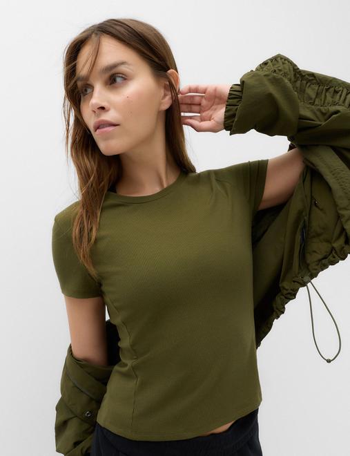 Modal Rich Rib Round Neck Fitted T-Shirt