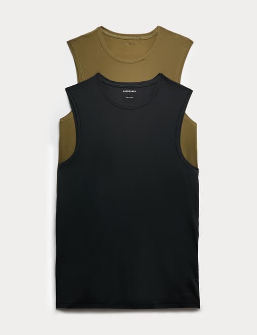 2pk Sport Sleeveless Vest with Stretch