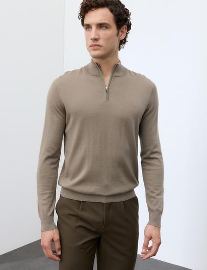 Pure Extra Fine Merino Wool Half Zip Jumper