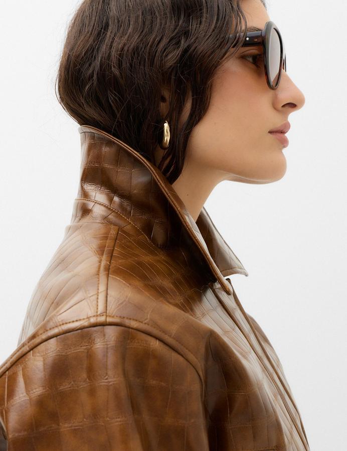 Croc Faux Leather Jacket
