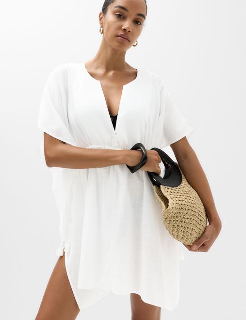 Pure Cotton Tie Detail Mini Kaftan Dress