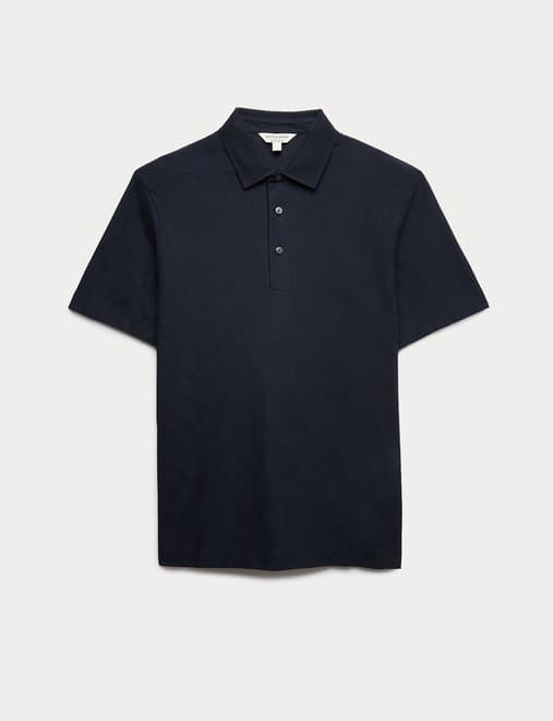 Pure Cotton Textured Polo Shirt
