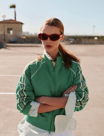 Cotton Rich Tricot Zip Up Track Jacket