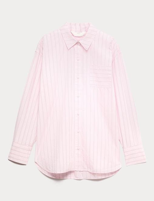 Pure Cotton Poplin Striped Pyjama Shirt