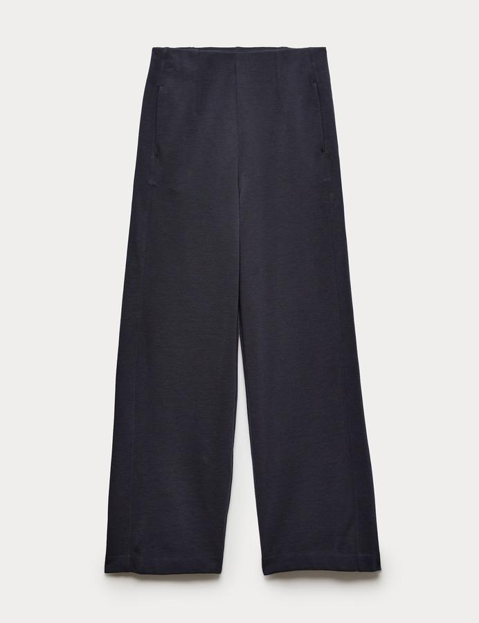 Wool Blend Jersey Straight Leg Trouser