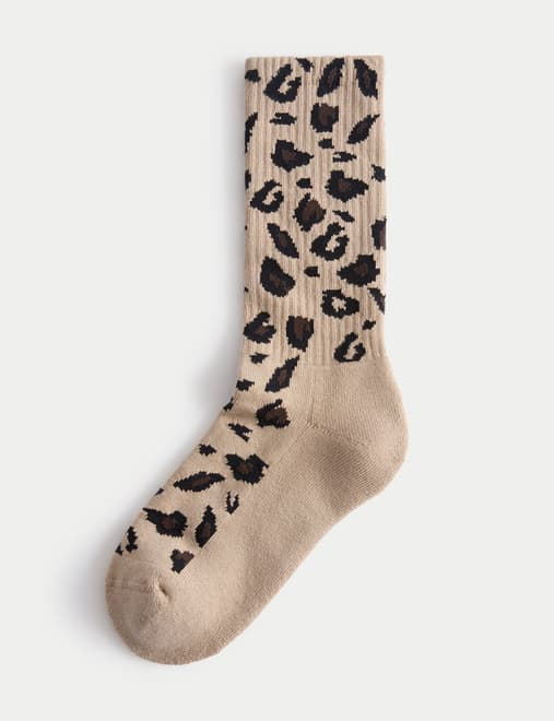 Cotton Rich Patterned Ankle High Socks