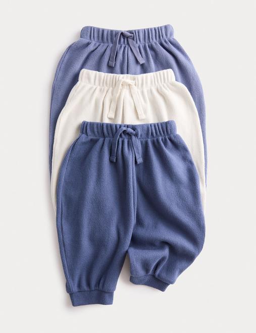 3 Pack Brushed Waffle Joggers (0-3 Yrs)