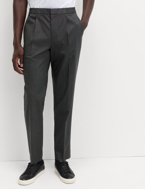 Cotton Blend Smart Elasticated Waist Trousers