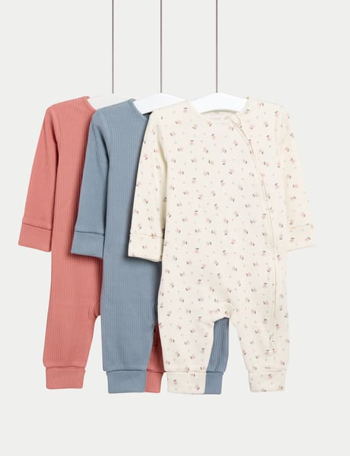 3pk Cotton Rich Ditsy Floral Sleepsuits (0 Mths-3 Yrs)