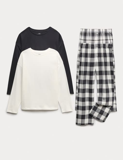 2 Pack Cotton Rich Checked Pyjama Sets (6-16 Yrs)