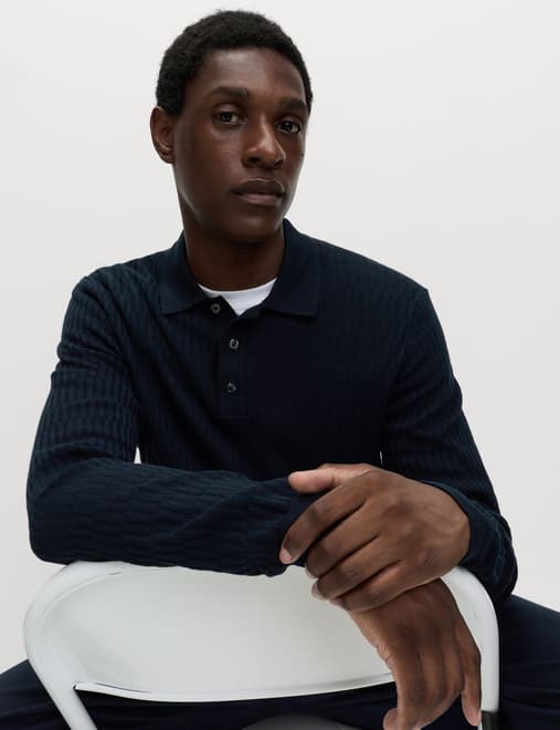 Cotton Modal Geometric Knitted Polo