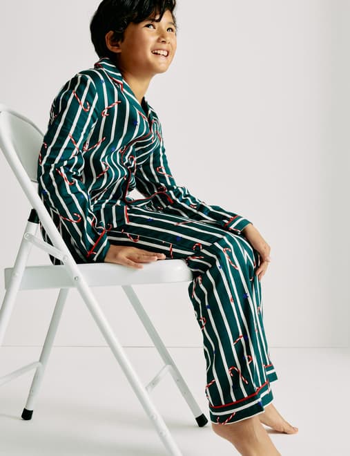 Pure Cotton Candy Cane Family Christmas Pyjamas (1-16 Yrs)