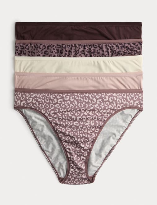 5pk Microfibre High Leg Knickers