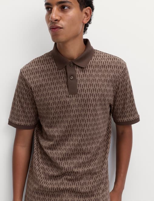 Pure Cotton Geometric Print Polo