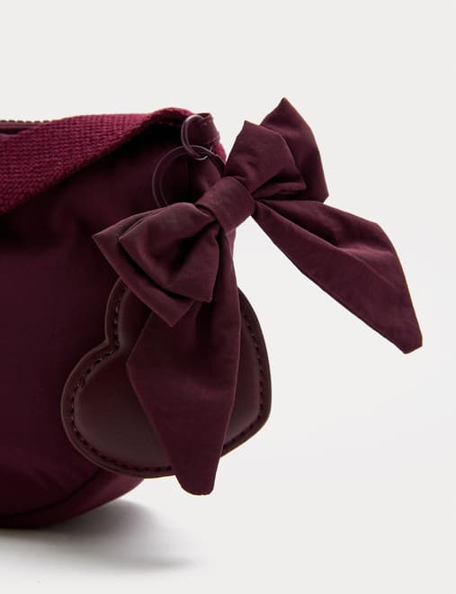 Kids' Bow Heart Charm Sling Bag