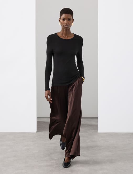 Crew Neck Top with Silk