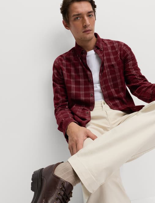 Pure Cotton Check Corduroy Shirt
