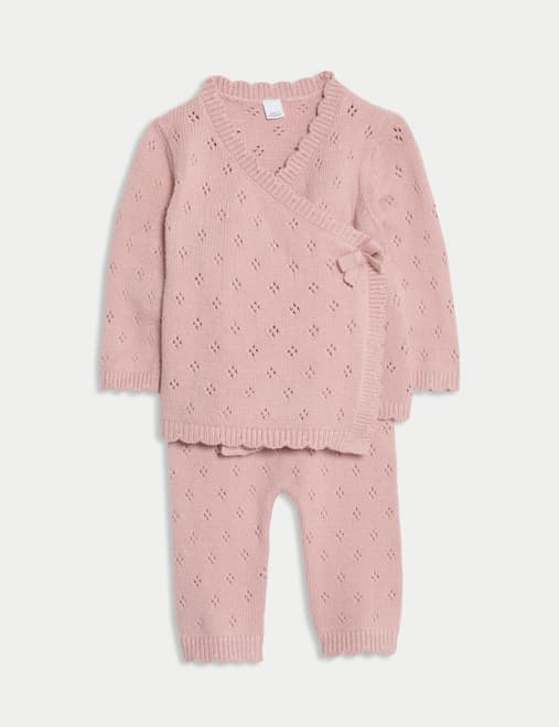 2pc Knitted Wrap Outfit (0-12 Mths)