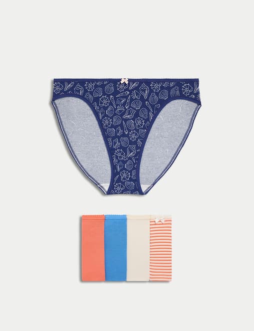 5pk Cotton Lycra™ High Leg Knickers