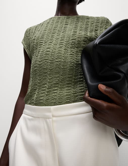 Short Sleeve Textured Top