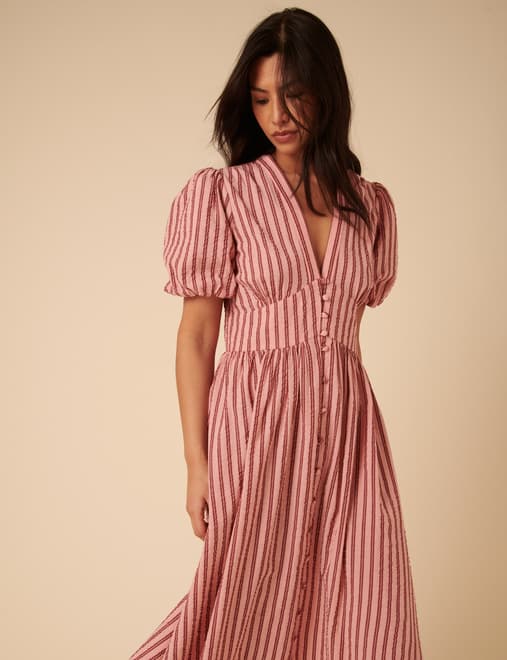 Pink And Red Striped Starlight Midi Dress