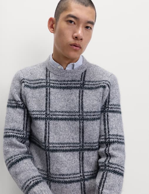 Check Hazy Knit Crew Neck Jumper