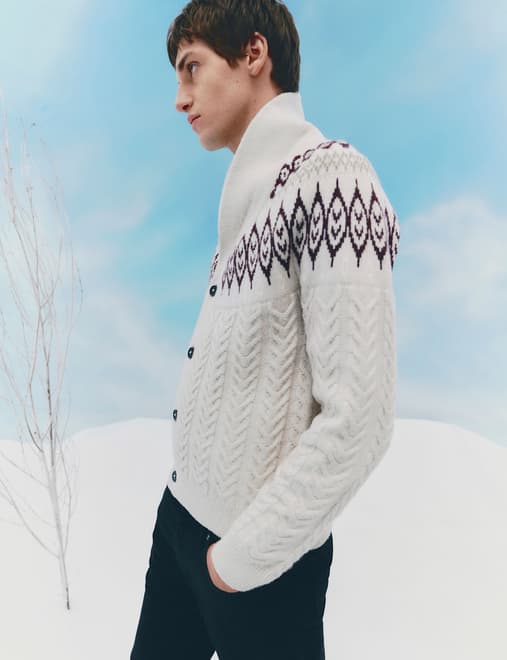 Fair Isle Cable Knit Cardigan