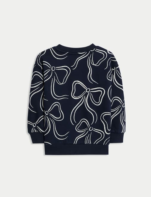Cotton Rich Bow Sweatshirt (2-8 Yrs)