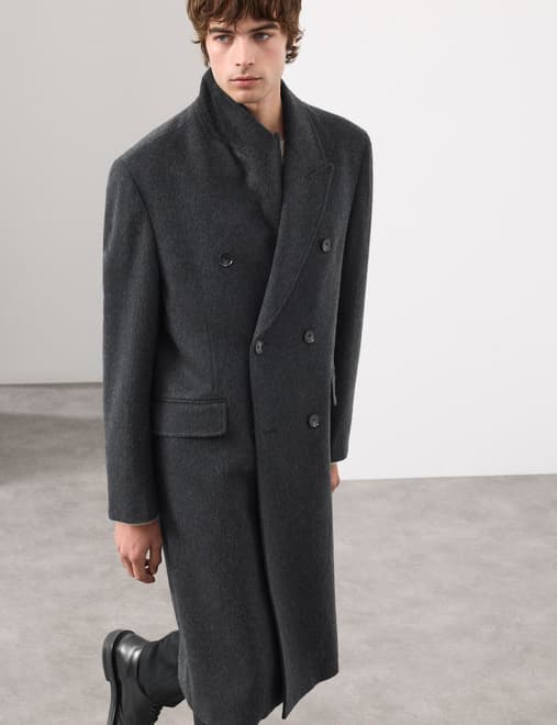 Wool Blend Long Haired Revere Coat